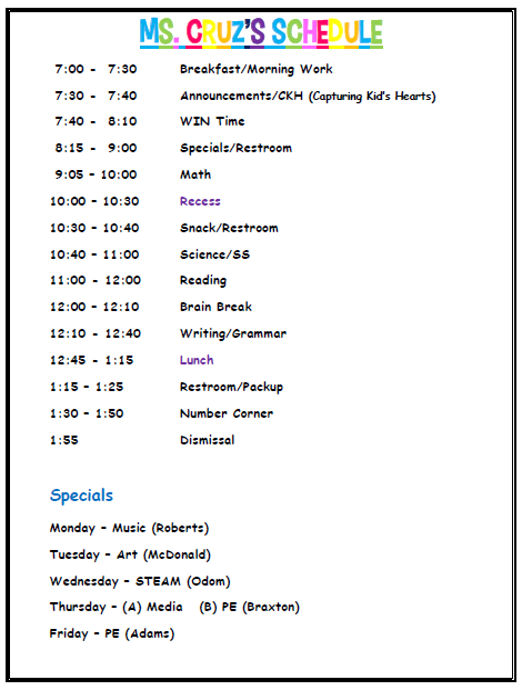 Schedule